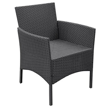 UISEBRT Gartenmöbel Poly Rattan Balkonmöbel Sitzgruppe Lounge Set - Mit 2-er Sofa, Singlestühle, Tisch und Anthrazit Sitzkissen - 3