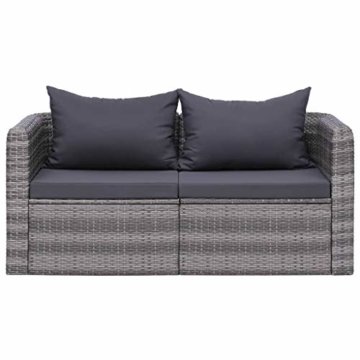 vidaXL 2X Garten Ecksofa 2-Sitzer Gartensofa Lounge Sofa Sessel Gartensessel Gartenmöbel Sitzgruppe Sitzgarnitur Gartenset Gartengarnitur Poly Rattan Grau - 3