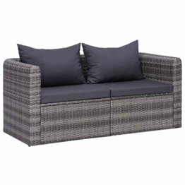 vidaXL 2X Garten Ecksofa 2-Sitzer Gartensofa Lounge Sofa Sessel Gartensessel Gartenmöbel Sitzgruppe Sitzgarnitur Gartenset Gartengarnitur Poly Rattan Grau - 1