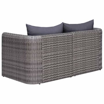 vidaXL 2X Garten Ecksofa 2-Sitzer Gartensofa Lounge Sofa Sessel Gartensessel Gartenmöbel Sitzgruppe Sitzgarnitur Gartenset Gartengarnitur Poly Rattan Grau - 4