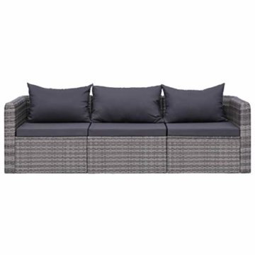 vidaXL 2X Garten Ecksofa 2-Sitzer Gartensofa Lounge Sofa Sessel Gartensessel Gartenmöbel Sitzgruppe Sitzgarnitur Gartenset Gartengarnitur Poly Rattan Grau - 5