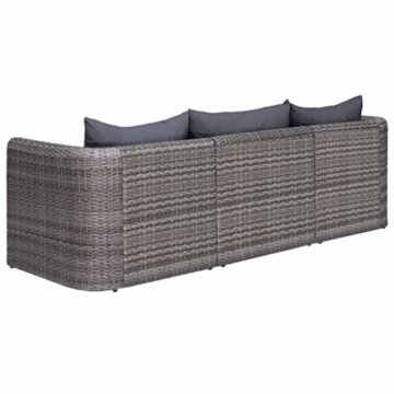 vidaXL 2X Garten Ecksofa 2-Sitzer Gartensofa Lounge Sofa Sessel Gartensessel Gartenmöbel Sitzgruppe Sitzgarnitur Gartenset Gartengarnitur Poly Rattan Grau - 6