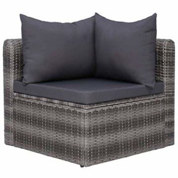 vidaXL 2X Garten Ecksofa 2-Sitzer Gartensofa Lounge Sofa Sessel Gartensessel Gartenmöbel Sitzgruppe Sitzgarnitur Gartenset Gartengarnitur Poly Rattan Grau - 9