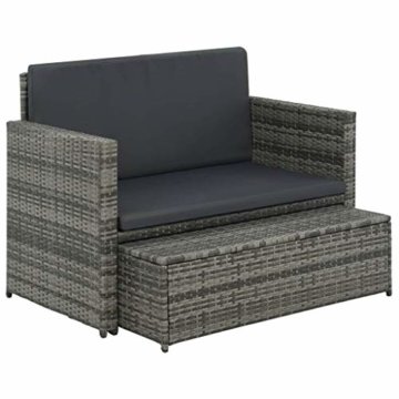 vidaXL Gartensofa 5-TLG. Poly Rattan Grau Lounge Gartenmöbel Gartenset Bank - 3