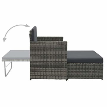 vidaXL Gartensofa 5-TLG. Poly Rattan Grau Lounge Gartenmöbel Gartenset Bank - 4