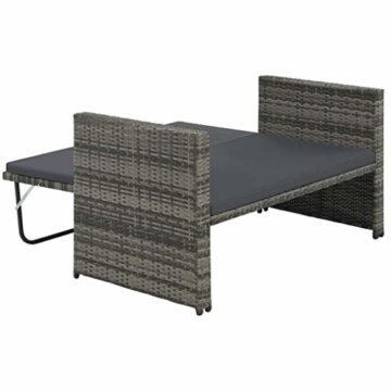 vidaXL Gartensofa 5-TLG. Poly Rattan Grau Lounge Gartenmöbel Gartenset Bank - 6