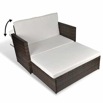 vidaXL Gartensofa Sitzgruppe Sofa Lounge Garnitur Gartenmöbel Hocker Gartenset Gartenbank Sitzbank Bank Sitzgarnitur Poly Rattan Braun - 3