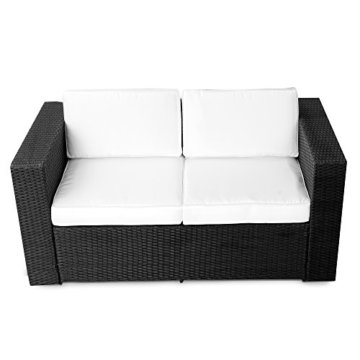 XINRO® (2er Polyrattan Lounge Sofa - Gartenmöbel Couch Bank Rattan - durch andere Polyrattan Lounge Gartenmöbel Elemente erweiterbar - In/Outdoor - handgeflochten - schwarz - 2