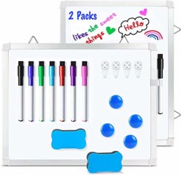 2 Stück Kleines Whiteboard Trocken Abwischbar, Ohuhu 36×28cm Doppelseitig Whiteboard Magnetisch mit 8 whiteboard Stifte, zur Wandmontage Geeignet, für Kühlschrank, Office, - 1