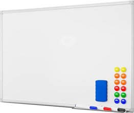 Alaskaprint Magnetisches Whiteboard Magnetwand magnettafel beschreibbar mit Alurahmen inklusive 3 Stiftablage , 12 Pinnwand Tafel und Schwamm 60 cm x 45 cm (B x H) - 1