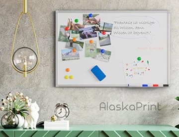 Alaskaprint Magnetisches Whiteboard Magnetwand magnettafel beschreibbar mit Alurahmen inklusive 3 Stiftablage , 12 Pinnwand Tafel und Schwamm 60 cm x 45 cm (B x H) - 7