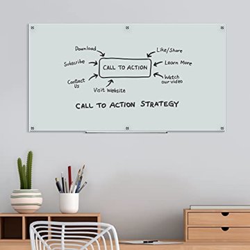 Amazon Basics - Trocken abwischbares Whiteboard aus Glas, Weiß, magnetisch, 1,82 x 1,21 m - 7