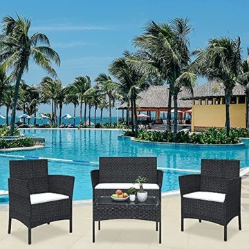 bigzzia Gartenmöbel Set Rattan, Lounge Gartenmöbel Set Polyrattan Balkonmöbel Kleiner Balkon Wetterfest Sitzlounge Für 4-5 Personen - 6