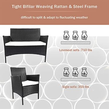 bigzzia Gartenmöbel Set Rattan, Lounge Gartenmöbel Set Polyrattan Balkonmöbel Kleiner Balkon Wetterfest Sitzlounge Für 4-5 Personen - 7