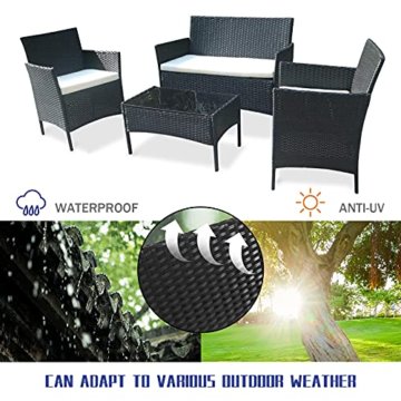 bigzzia Gartenmöbel Set Rattan, Lounge Gartenmöbel Set Polyrattan Balkonmöbel Kleiner Balkon Wetterfest Sitzlounge Für 4-5 Personen - 8