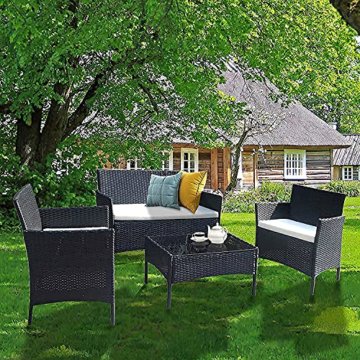 bigzzia Gartenmöbel Set Rattan, Lounge Gartenmöbel Set Polyrattan Balkonmöbel Kleiner Balkon Wetterfest Sitzlounge Für 4-5 Personen - 9