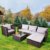 bigzzia Polyrattan Gartenmöbel Lounge Set, aus Polyrattan, handgeflochten, Gartensofa, Gartenmöbel Set mit Ecksofa, Tisch Kissen Gartenlounge für 5 Personen Garten - 5