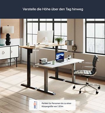 Desktronic Höhenverstellbarer Schreibtisch Elektrisch - Bequem und Schmerzfrei von Zuhause Arbeiten – Schreibtisch Höhenverstellbar Elektrisch (Schwarzes Gestell + 160x80 Eiche Tischplatte) - 4