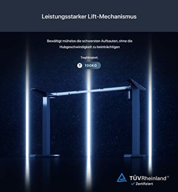Desktronic Höhenverstellbarer Schreibtisch Elektrisch - Bequem und Schmerzfrei von Zuhause Arbeiten – Schreibtisch Höhenverstellbar Elektrisch (Schwarzes Gestell + 160x80 Eiche Tischplatte) - 6