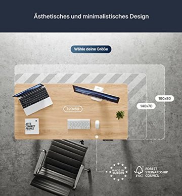 Desktronic Höhenverstellbarer Schreibtisch Elektrisch - Bequem und Schmerzfrei von Zuhause Arbeiten – Schreibtisch Höhenverstellbar Elektrisch (Schwarzes Gestell + 160x80 Eiche Tischplatte) - 8
