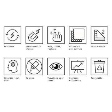 Elektrostatisch Selbsthaftende Whiteboard Folie von INNOX® - haftet magnetisch an allen Oberflächen | Ideales Flipchart Papier für Meetings, Brainstorming und Coaching | Weiß, 20 Blatt - 3