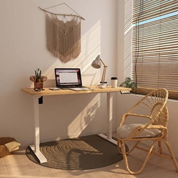 Flexispot EG1 Höhenverstellbarer Schreibtisch Elektrisch 2-Fach-Teleskop mit Tischplatte (Bambus, Weiß Gestell, 160 x 80 cm) - 4