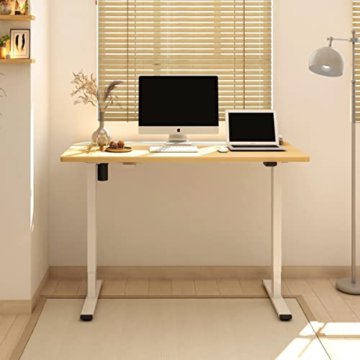 Flexispot EG1 Höhenverstellbarer Schreibtisch Elektrisch 2-Fach-Teleskop mit Tischplatte (Bambus, Weiß Gestell, 160 x 80 cm) - 5