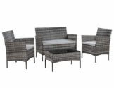 Gartenmöbel-Set aus Rattan für Terrasse, Wintergarten, Innen- und Außenbereich, mit Tisch, Stühlen und Sofa, geeignet für 4 Personen (grau) - 1