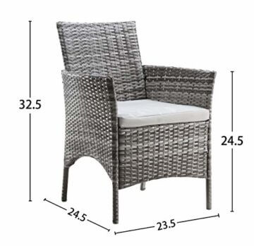 Gartenmöbel-Set aus Rattan für Terrasse, Wintergarten, Innen- und Außenbereich, mit Tisch, Stühlen und Sofa, geeignet für 4 Personen (grau) - 5