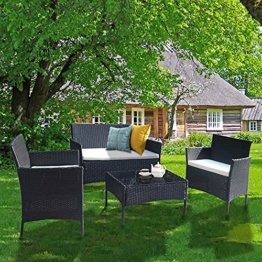 Gartenmöbel Set, Bigzzia Lounge Gartenmöbel Set Rattan Polyrattan Balkonmöbel Kleiner Balkon Wetterfest Sitzlounge Für 4-5 Personen - 1