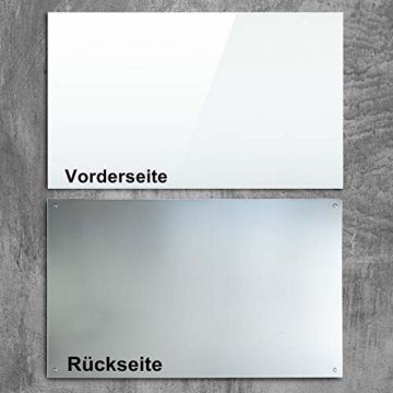 Glasmagnettafel in reinem Weiß | rahmenloses Magnetboard | Whiteboard aus TÜV-zertifiziertem Glas magnetisch & beschreibbar | einfache Montage mit Bohrschablone | 7 Größen (120x240 cm) - 3
