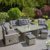 Green Spirit - Garten Sitzgruppe Asti - Braun, Polyrattan, für 7 Personen, Sicherheitsglas, Wetterfest, Gartenmöbel-Set mit Sofa, Tisch, 2 Sessel, 2 Hocker - 3