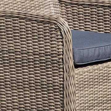 Green Spirit - Garten Sitzgruppe Ria 13 TLG. - Braun, Polyrattan, für 6 Personen, Sicherheitsglas, Wetterfest, Gartenmöbel-Set mit Tisch und 6 Sesseln - 4