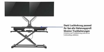 HALTERUNGSPROFI Steh-Sitz Schreibtisch Sit-Stand Workstation Höhenverstellbarer Aufsatz für den Schreibtisch, zum Arbeiten im Sitzen oder Stehen mit Gasdruckfeder GTS-011 (80cm) - 3