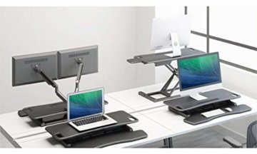 HALTERUNGSPROFI Steh-Sitz Schreibtisch Sit-Stand Workstation Höhenverstellbarer Aufsatz für den Schreibtisch, zum Arbeiten im Sitzen oder Stehen mit Gasdruckfeder GTS-011 (80cm) - 6