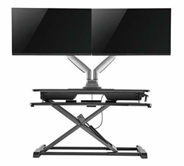 HALTERUNGSPROFI Steh-Sitz Schreibtisch Sit-Stand Workstation Höhenverstellbarer Aufsatz für den Schreibtisch, zum Arbeiten im Sitzen oder Stehen mit Gasdruckfeder GTS-011 (80cm) - 7
