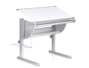 hjh OFFICE 705100 Kinderschreibtisch Belia Schreibtisch höhenverstellbar, Tischplatte neigbar, Weiß/Silber - 1