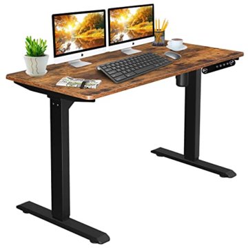 Höhenverstellbarer Elektrisher Schreibtisch mit 2 Motoren, Schreibtisch Höhenverstellbar Elektrisch Standing Desk mit 120 x 60 cm Holz Tischplatte Stehschreibtisch Mit Speicher-Steuerung - 1