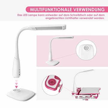 JOYLDIAS Kinderschreibtisch höhenverstellbar, Schülerschreibtisch Jugendschreibtisch mit Lampe, Schreibtisch Kinder mit Stuhl und Schublade inkl. kostenloser Kleineimer/Rosa - 3