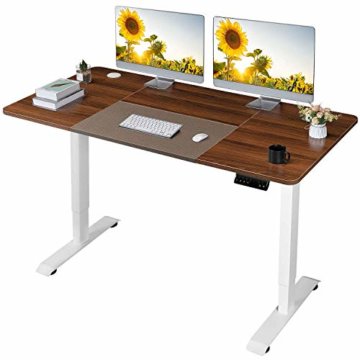 JUMMICO Höhenverstellbarer Schreibtisch Elektrischer Höhenverstellbarer Computertisch mit 140 x 70 cm Holz Tischplatte Stehschreibtisch Mit Speicher-Steuerung (Nussbaum) - 1