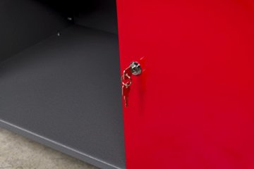 Kreher Werkbank aus Metall mit 30 mm Sperrholzplatte und einer abschließbaren Tür. Mit Schublade, Einlegeboden und Gewindefüßen. Maße BxTxH 120 x 60 x 85 cm. - 4