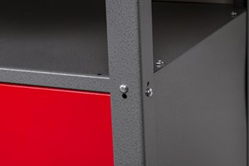 Kreher Werkbank aus Metall mit 30 mm Sperrholzplatte und einer abschließbaren Tür. Mit Schublade, Einlegeboden und Gewindefüßen. Maße BxTxH 120 x 60 x 85 cm. - 6