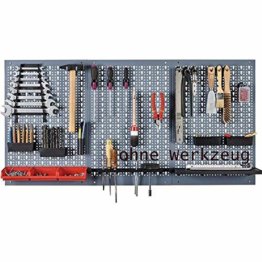 Küpper Lochplatten-Werkzeughalter Lochwand 1200 x 600 mm silber 3 tlg. Euro Lochung inkl. 12 Haken - 1