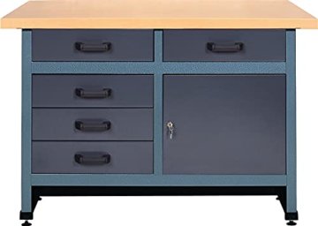 Küpper Standardwerkbank Werktisch 1200 x 600 x 840 mm 5 Schubladen Flügeltür anthrazit - 