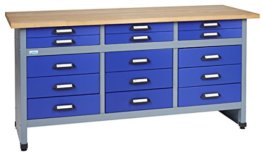 Küpper Werkbank Modell 12977, 170x84x60 cm, 15 Schubladen mit Rollenführungen Farbe ultramarinblau - 1