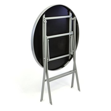 Nexos Bistroset Balkonset – Gartengarnitur Sitzgarnitur aus Glastisch & Stapelstuhl – Stahlgestell Kunststoff Glasplatte – robust stapelbar – schwarz grau - 5