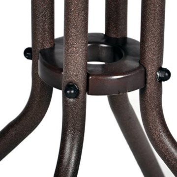Nexos Bistroset Balkonset Rattanset – Sitzgarnitur aus Glastisch & Bistrostuhl – Stahlgestell Poly-Rattan Glasplatte – robust stapelbar – dunkel-braun - 6