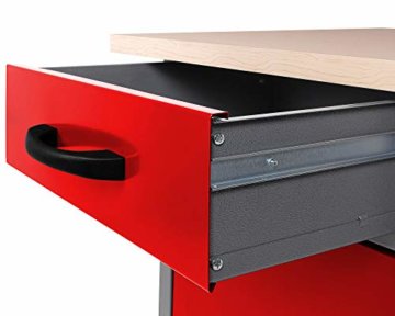 Ondis24 Werkbank rot Werktisch TÜV geprüft mit 4 Schubladen 60 x 60 cm Arbeitshöhe 85 cm - 3