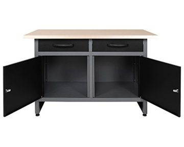 Ondis24 Werkbank Werktisch 120cm, Montagewerkbank 2 kugelgelagerte Schubladen & 2 abschließbare Türen, 32mm Holzarbeitsplatte, TÜV geprüft, Werkstatteinrichtung - 2