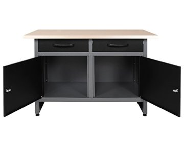 Ondis24 Werkstatt-Set Ecklösung Sparfuchs Plus 120 x 120 x 85cm (H), 2x Werkbank aus Metall, melaminbeschichtete Arbeitsplatte, Problemlöser für Ecke (180x120 Plus, Schwarz) - 3